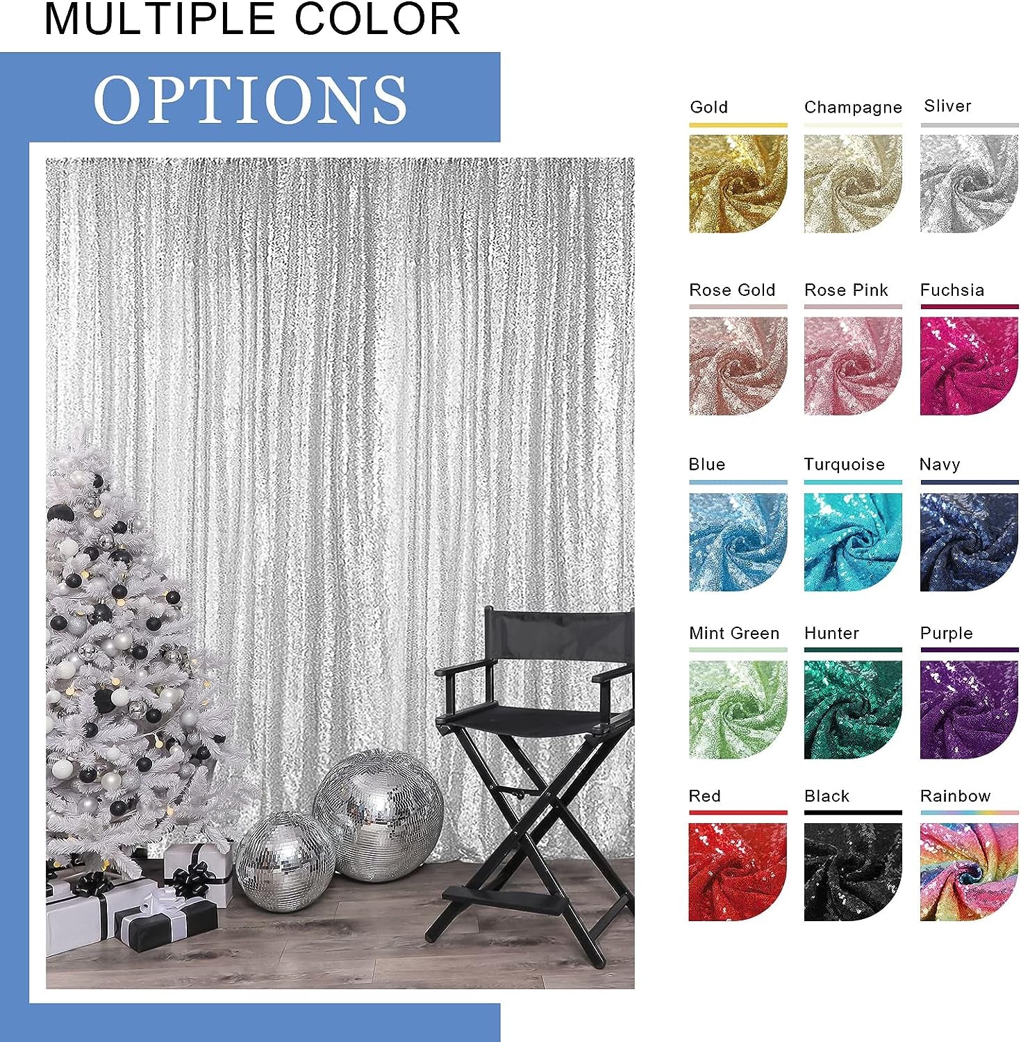 Gold Sequin Backdrop Curtains - 2 Panels