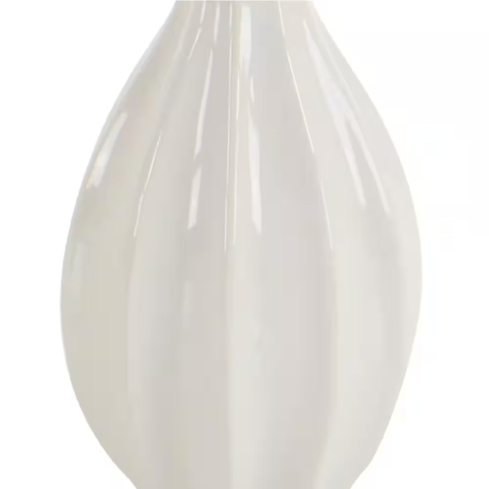 3 In., 12 In. White Slim Textured Bottleneck Ceramic Decorative Vase with Varying Patterns (Set of 3)