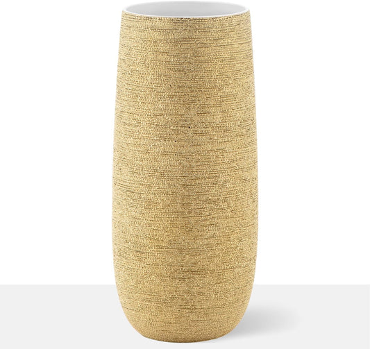 Textured Gold Cylinder Vase 11" 