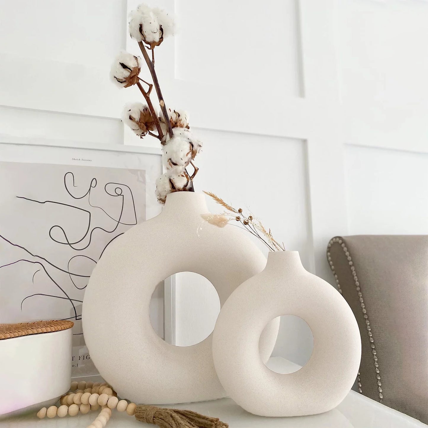 Modern Donut Ceramic Vases - Set of 2