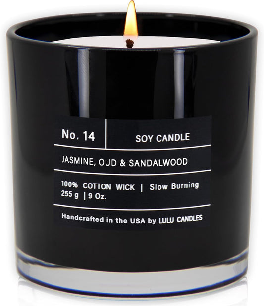  Luxury Jasmine Oud Sandalwood Scented Vegan Soy Candle 